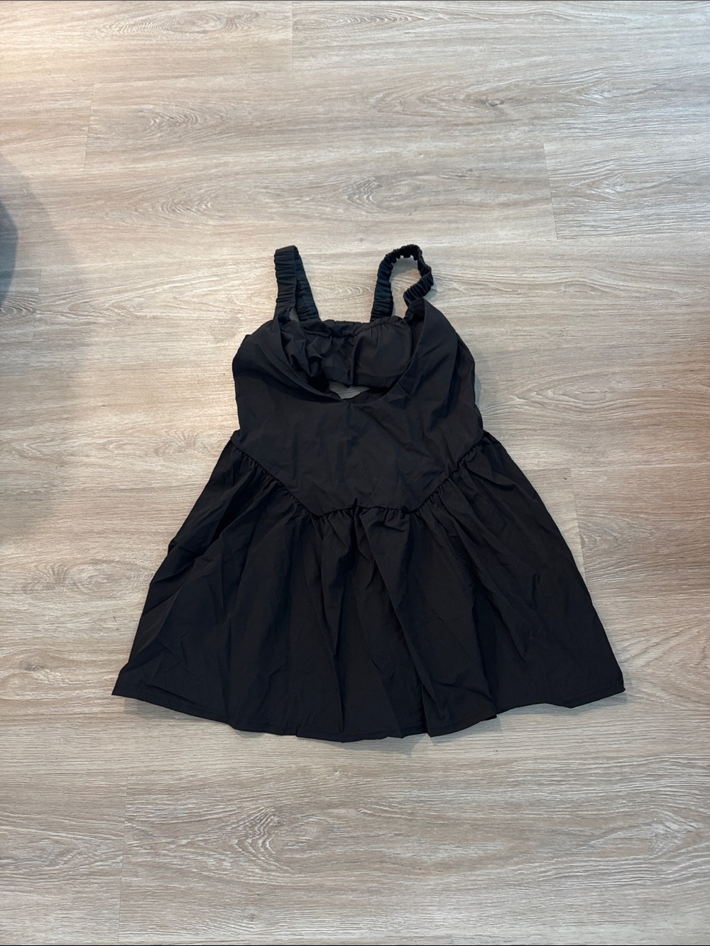 Black Ruffled Strap Mini Dress- Workout Dress.